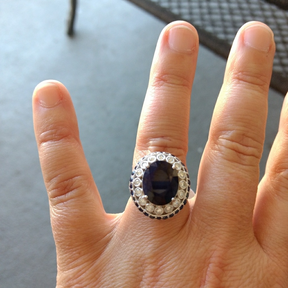 Blue sapphire and diamond ring